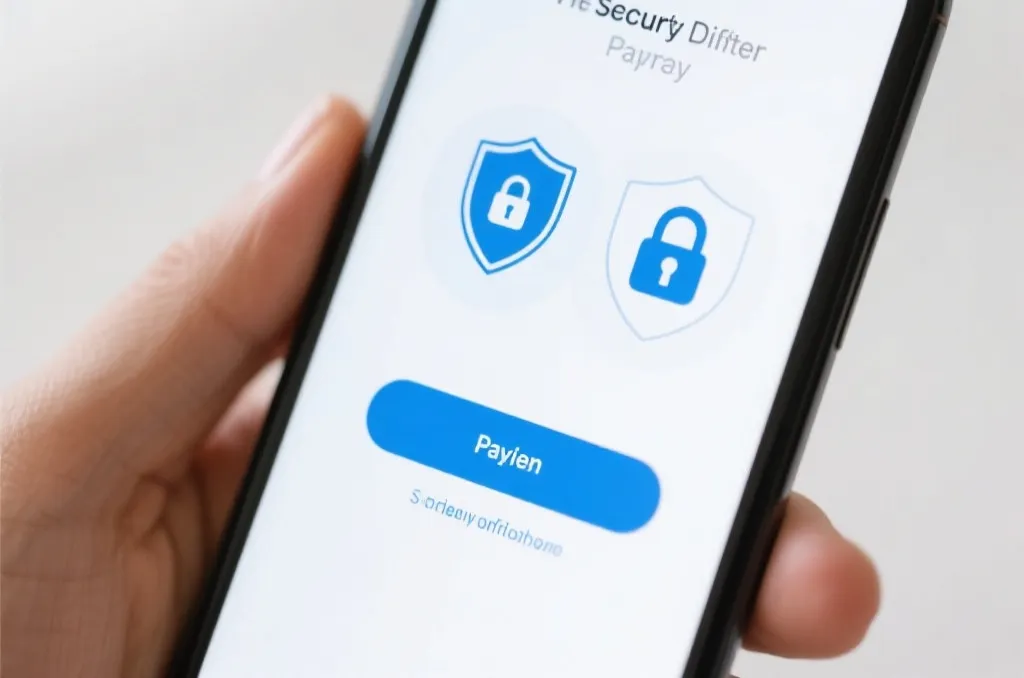Secure mobile payment screen with shield and padlock icons representing safety